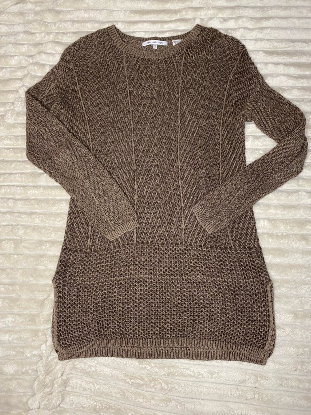 eight eight eight Brown Cable Knit Pullover Sweater Tunic